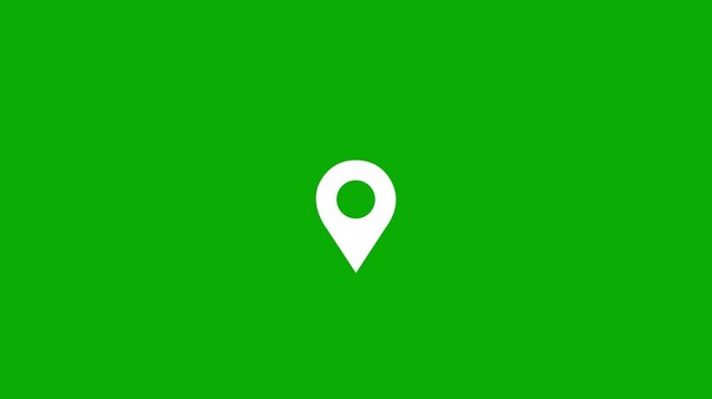 Location map pin pointer red icon marker navigation symbol on green background