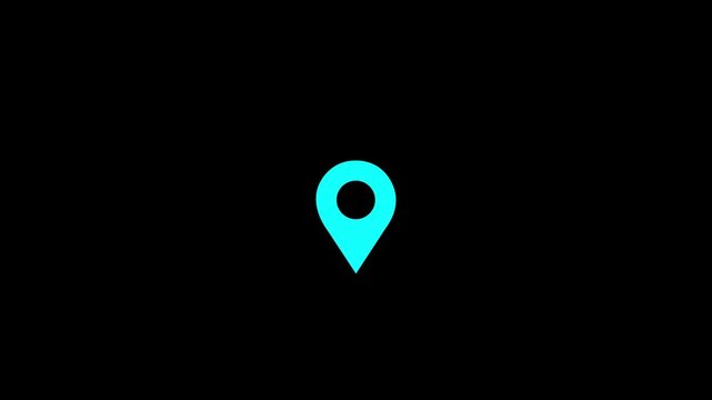 Location map pin pointer red icon marker navigation symbol on black background