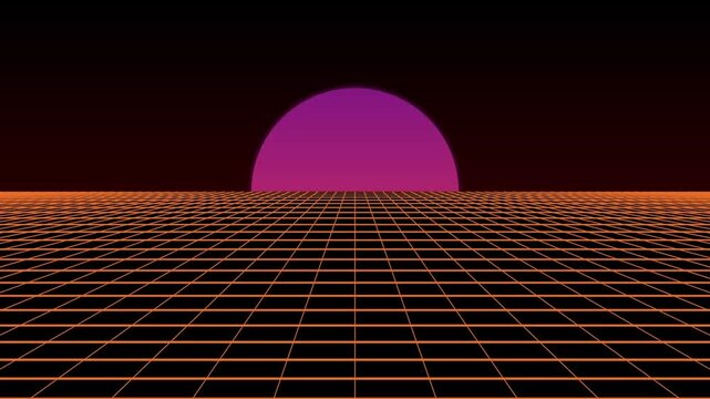 Blood Moon Dystopian Cyberpunk Grid | Crimson Red Synthwave Loop