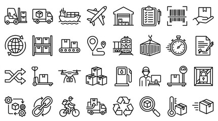 Fototapeta premium Logistics and Shipping Icons Collection.