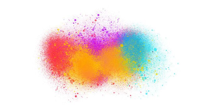 Colorful Paint Powder Explosion Isolated on transparent background