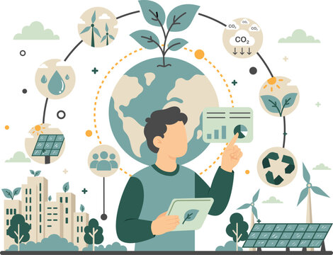 Digital Technology for Sustainable Environment Concept