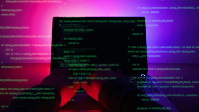 API Exploitation Web Hacker Programming Codes to Infiltrate Secure Corporate Networks in 4K Ultra HD footage
