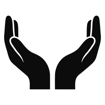 Silhouette of two open hands cupped together in a gesture of care and support