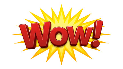 Fototapeta premium Red wow exclamation comic burst isolated on transparent background