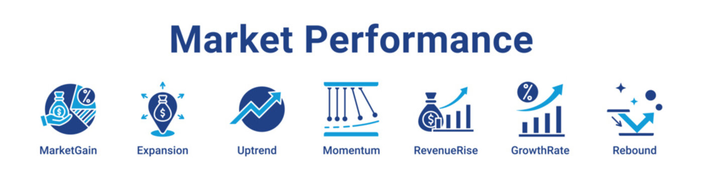 Market Performance Web Icon Banner and Collection