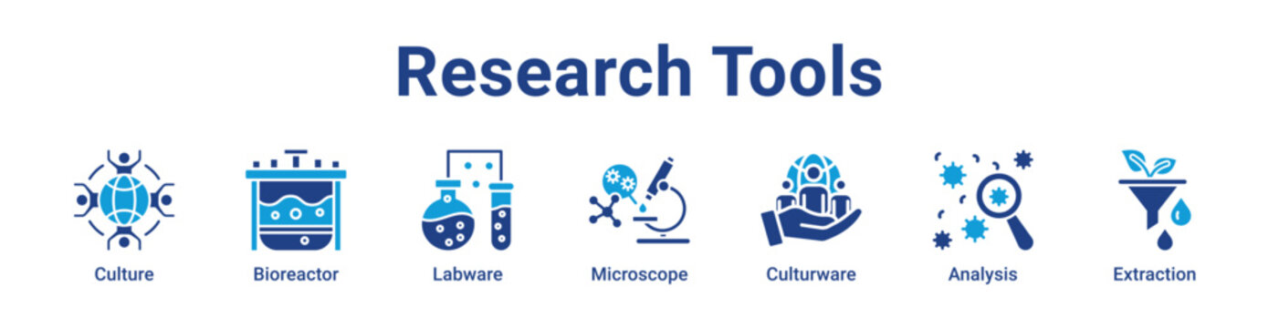 Research Tools Web Icon Banner and Collection