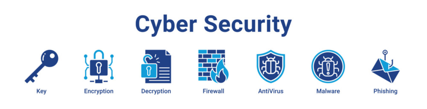 Cyber Security Web Icon Banner and Collection