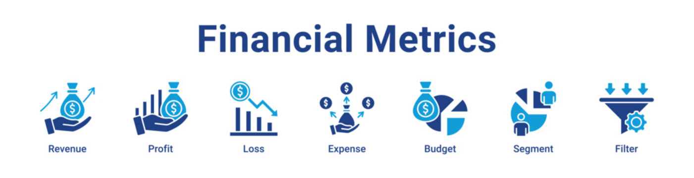 Financial Metrics Web Icon Banner and Collection