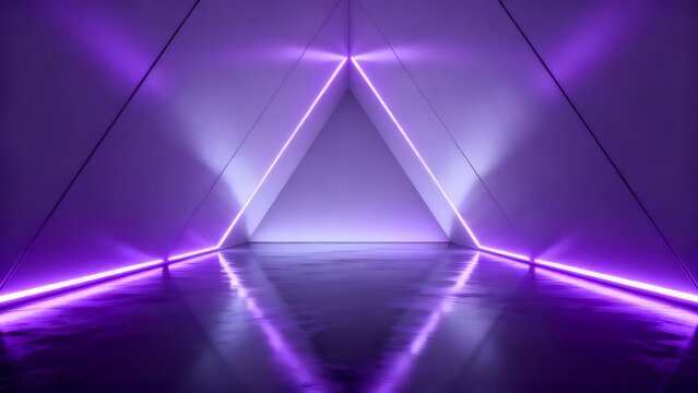 Abstract geometric room with neon lights