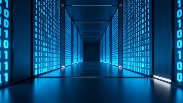 Digital corridor with binary code