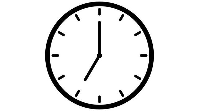 Analog Clock Icon with Rotating Hands in Reverse Direction for Time Management and Schedule Counting Loop Animation