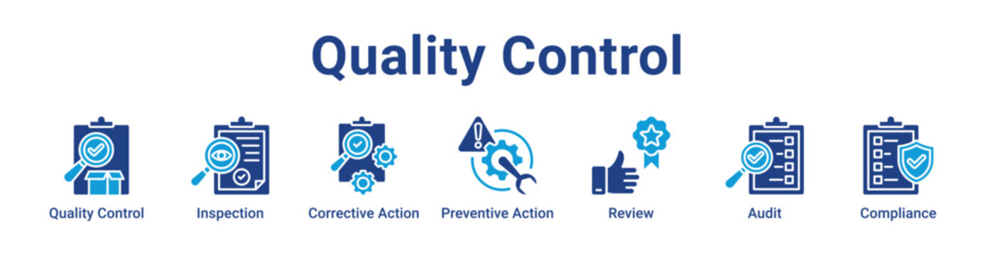 Quality Control Web Icon Banner and Collection