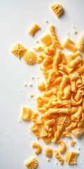 Obraz premium Assorted Dry Pasta Shapes on White Background