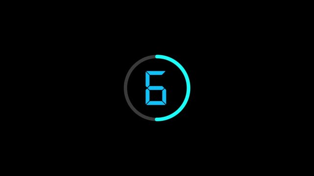 10 second countdown timer icon animation. countdown animation from 10 to 0 Modern flat design with glowing neon circle timer on Black Background.