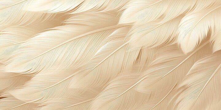 Seamless Textured Feather Pattern Light Beige Off White Overlapping Flowing Fine Parallel Lines Realistic Soft Embossed Tactile