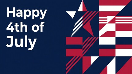 Fototapeta premium Happy 4th of july celebration with geometric american flag
