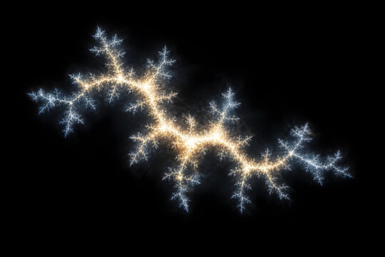 Glowing Julia Set Dendrite on Dark Background