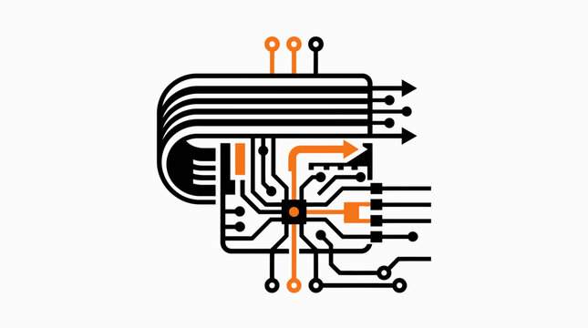 Integrated circuit board chip with multiple data output lines.