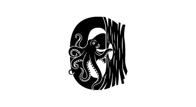 Octopus Tentacles Wrapped Around Tree Trunk Design.