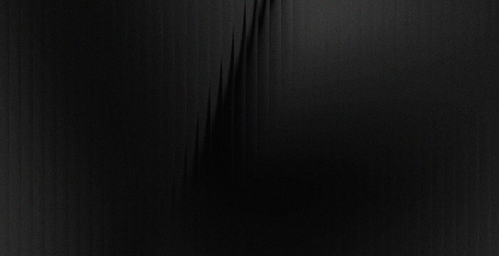 Dark black abstract background with subtle vertical pleated fabric texture and deep shadow for luxury and minimal design