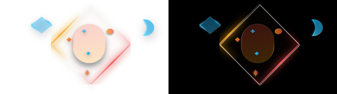 PNG image of Abstract geometric logo design with glowing neon lines, futuristic celestial branding elements, modern minimalist vector shapes for tech identity isolated on Transparent Background