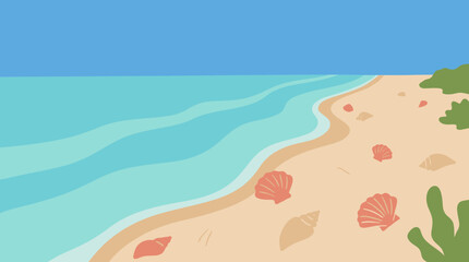 Obraz premium A serene beach scene with sea shells.