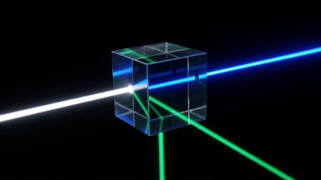 光を屈折させるクリスタルが砕け散り無数の金属の矢へと変化する抽象的なCG背景