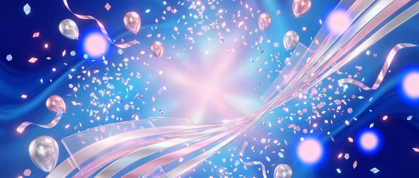 Abstract glowing particles forming festive backdrop for celebration in blue and gold