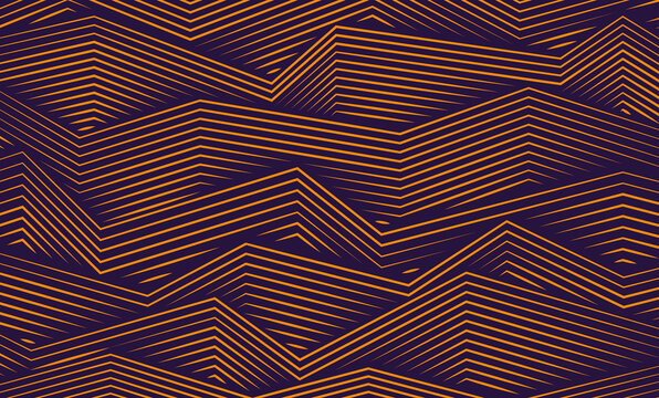 Abstract Geometric Pattern in Purple and Orange lines vibrant background