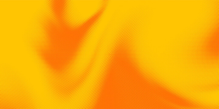 Modern bright orange halftone dot grid texture background. Elegant flowing wavy matrix pattern vector illustration for creative corporate identity or backdrop.