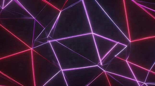 Abstract Neon Light Lines and Geometric Shapes Background