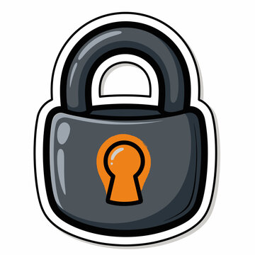 Secure Lock with Orange Keyhole Icon.