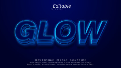Fototapeta premium Editable text effect. Blue light text effect mockup