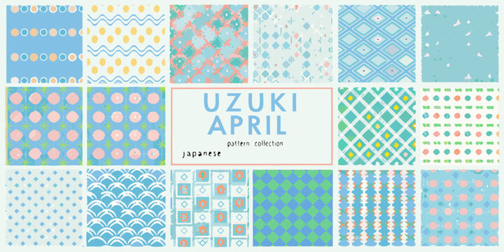 Japanese inspired floral ornament pattern collection pastel color scheme