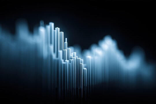 Abstract Blue Digital Bar Chart Representing Financial Data Growth and Analysis