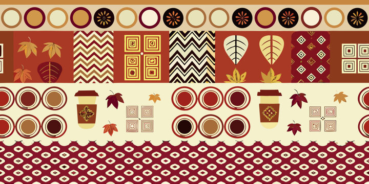 Autumnal Leaf And Geometric Pattern Vector Illustration