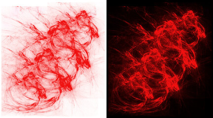 Abstract red smoke swirls on white and black background, ethereal crimson ink in water texture, dynamic energy flow and mystical vapor trails © MD. Sham