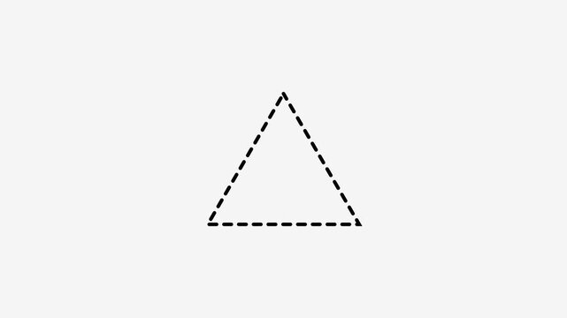 Black Dashed Equilateral Triangle on Light White Background on 4k Motion Graphic Animation Concept...