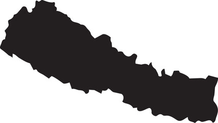 Black silhouette map of Nepal a country outline vector graphic for travel and geography concepts isolated on white © ABUZAR