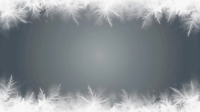 Winter Frost Crystals Frame Animation with Freezing Ice Patterns Expanding on Soft Grey Vignette Background