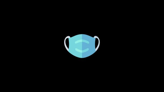 Medical protective face mask icon animated in a smooth loop for clinical healthcare video motion graphics design project display