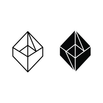 Two geometric cube shapes with white and black color cube design cube illustration