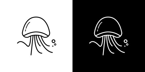 black and white illustration of jellyfish icon © Nexis
