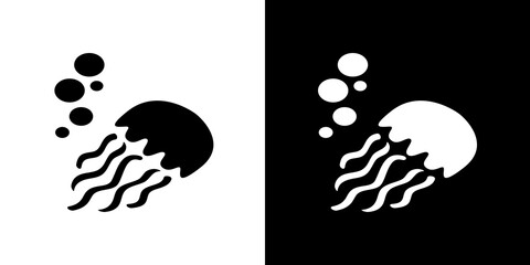black and white illustration of jellyfish icon © Nexis