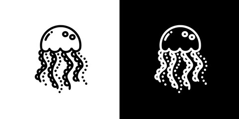 black and white illustration of jellyfish icon © Nexis