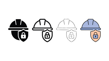 Fototapeta premium Construction safety helmet shield icon evolution set editable vector