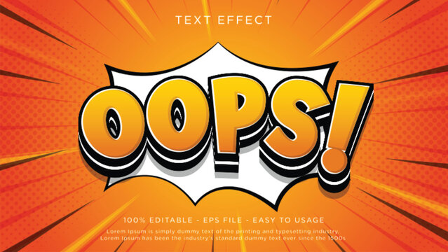 Comic 3d editable text effect surprise theme