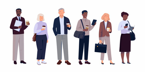 Obraz premium Diverse Businesspeople Illustration Flat Vector Style On White Background