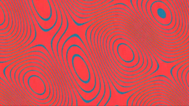 Vibrant abstract wavy pattern with red and blue concentric shapes